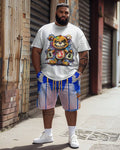 Big & Tall Geometric Graphic T-Shirt Shorts Set for big men view 1