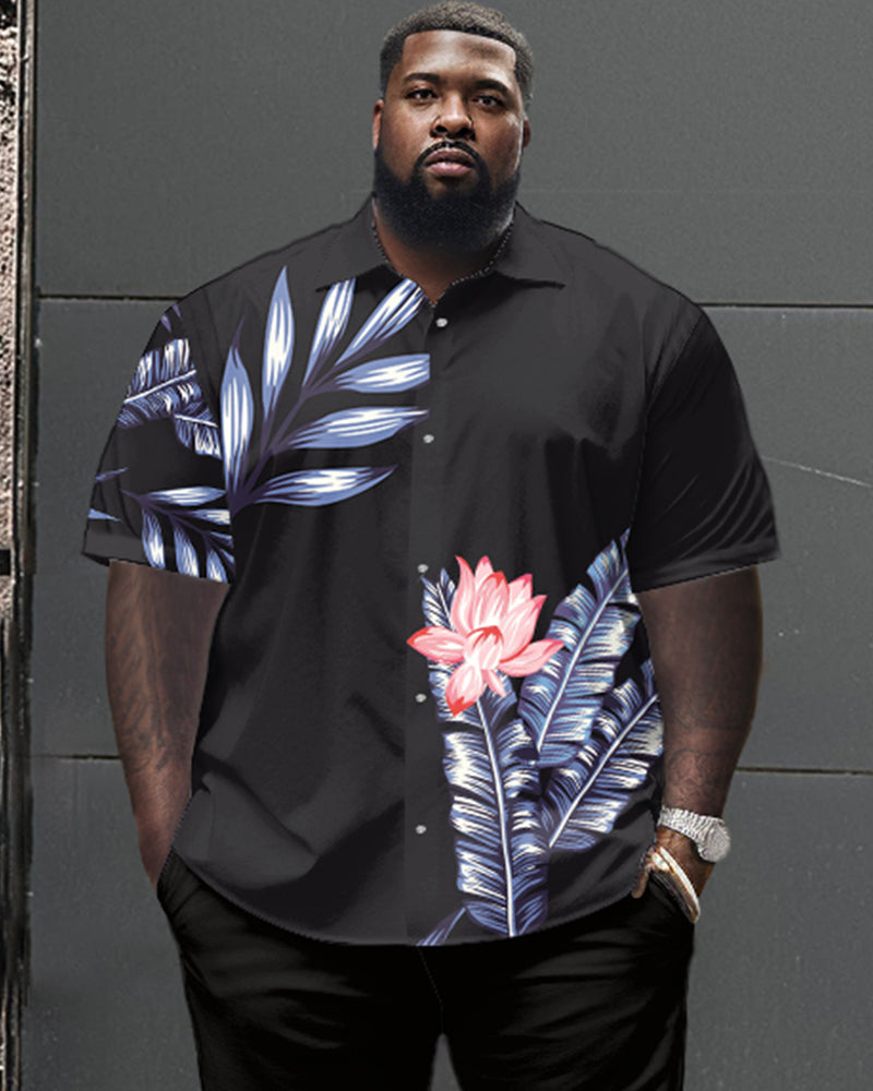 Big & Tall Graphic Floral T-Shirt Pants Set for big men view 2