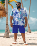 Big & Tall Blue Hawaiian Graphic T-Shirt Shorts Set for big men view 1