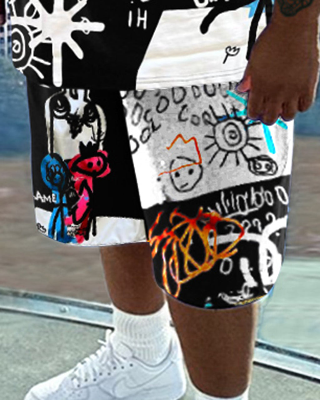 Big & Tall Graffiti T-Shirt Shorts Set for big men view 3