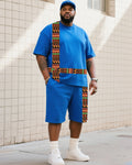 Big & Tall Striped Graphic T-Shirt Shorts Set for big men view 1