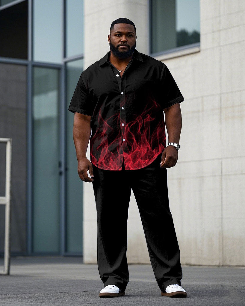 Big & Tall Black Red T-Shirt Pants Set for big men view 1