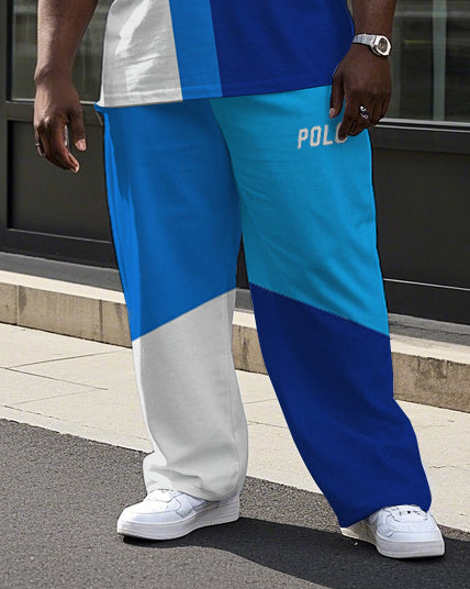 Big & Tall Colorblock Graphic T-Shirt Pants Set for big men view 3