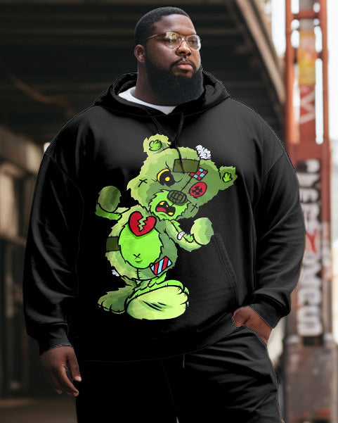 Big & Tall Black Streetwear Hoodie Sweatpants Set for big men view 5