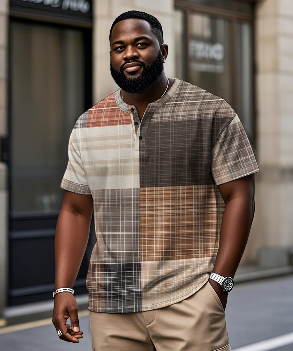 Big & Tall Geometric Plaid Graphic T-Shirt for big men view 1