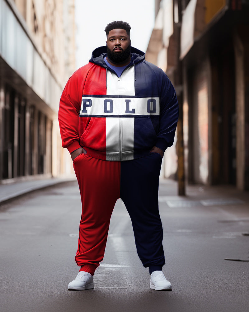 Big & Tall Colorblock Hoodie Sweatpants Set for big men view 1