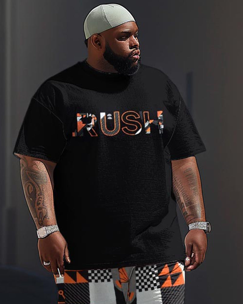 Big & Tall Colorblock Graphic Two-piece Set for big men view 2