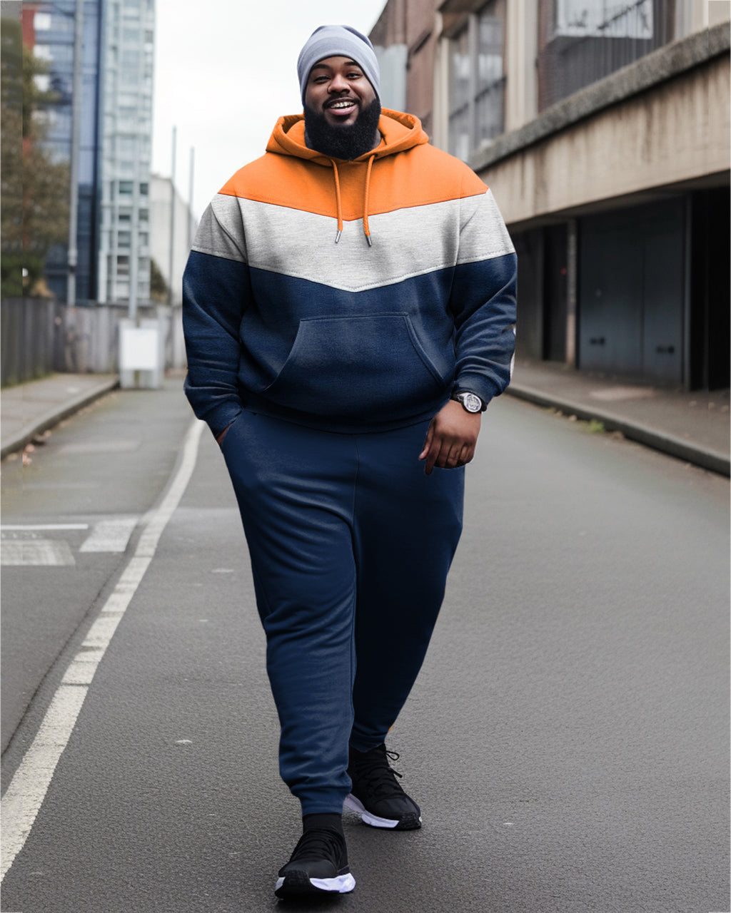 Big & Tall Colorblock Athletic Hoodie for big men view 1