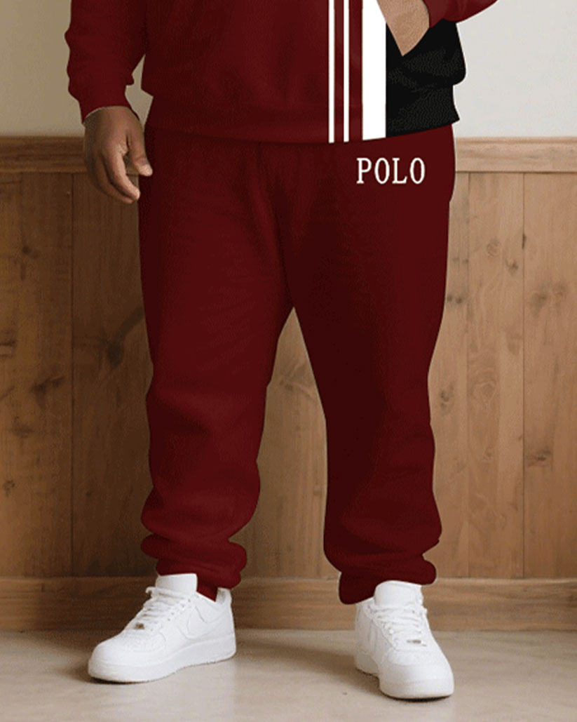 Big & Tall Black White Hoodie Sweatpants Set for big men view 3
