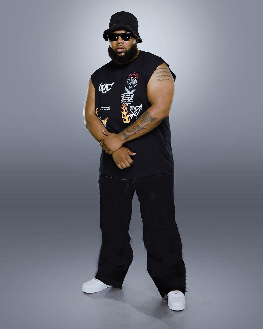Big & Tall Graphic Streetwear Vest Pants Set for big men view 4