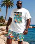 Big & Tall Hawaiian Streetwear T-Shirt Shorts Set for big men view 1