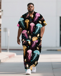 Big & Tall Graffiti Streetwear T-Shirt Pants Set for big men view 1