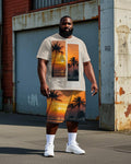 Big & Tall Hawaiian T-Shirt Shorts Set for big men view 1