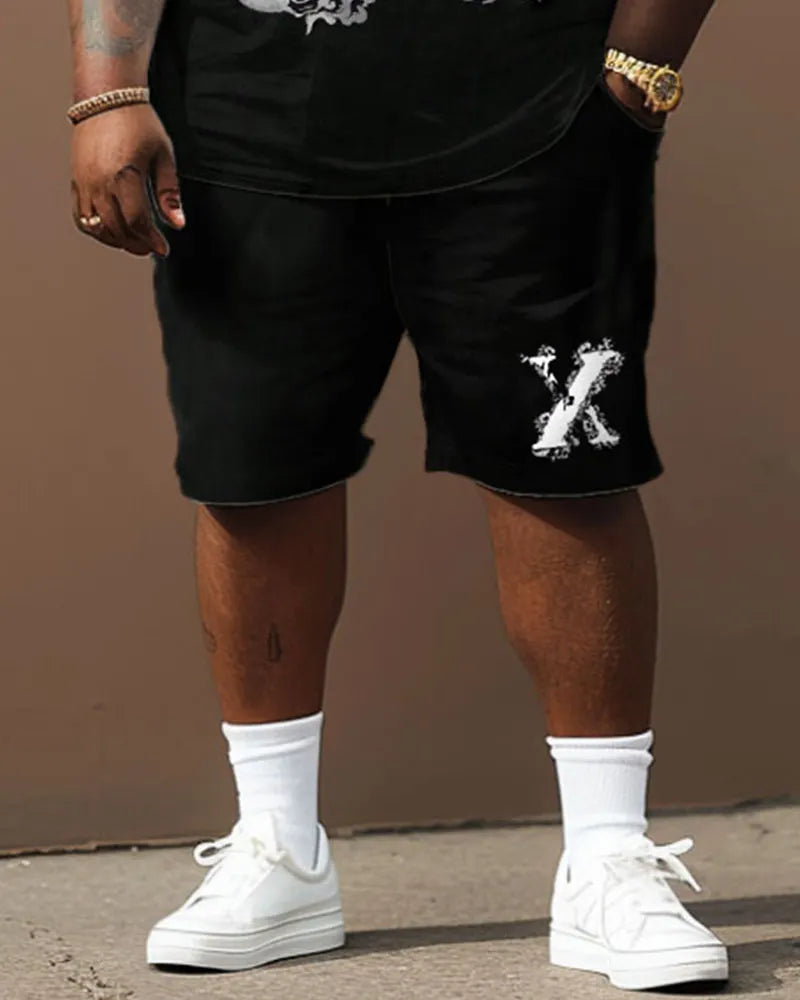 Big & Tall Graphic Streetwear T-Shirt Shorts Set for big men view 4