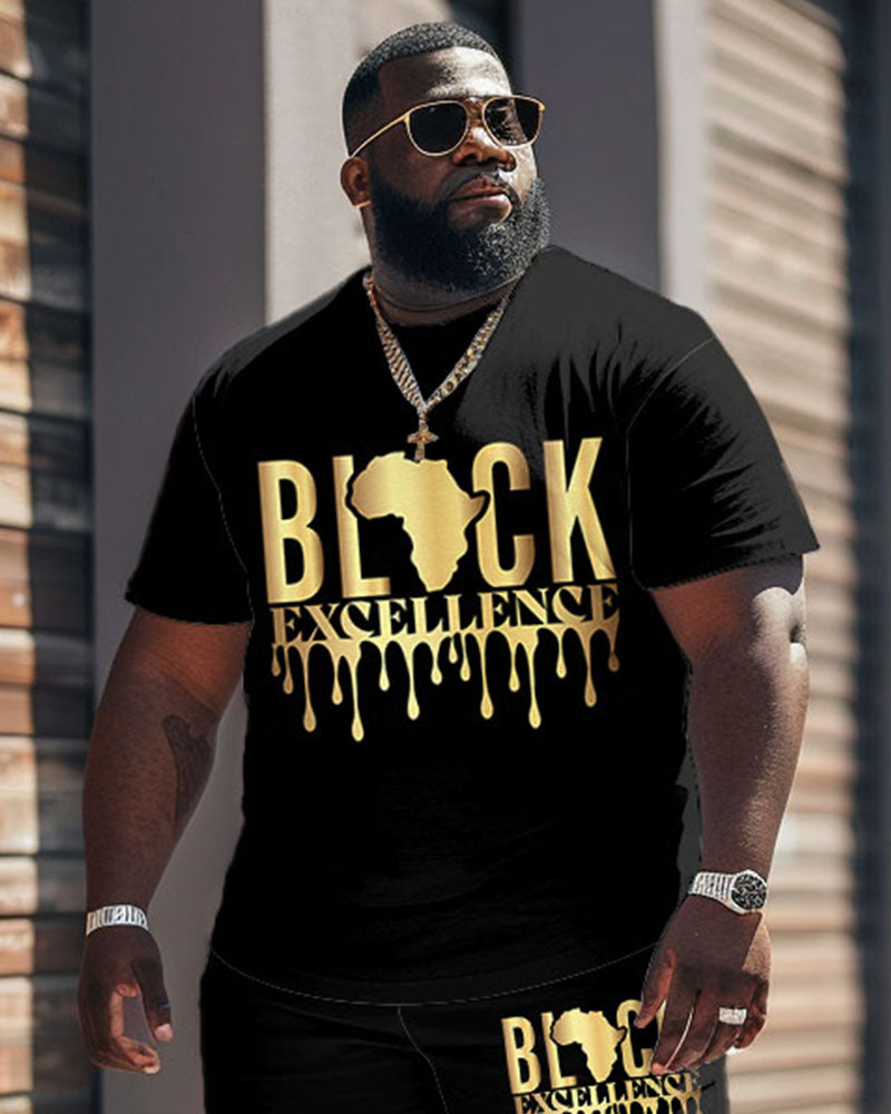 Big & Tall Black Juneteenth T-Shirt Shorts Set for big men view 9
