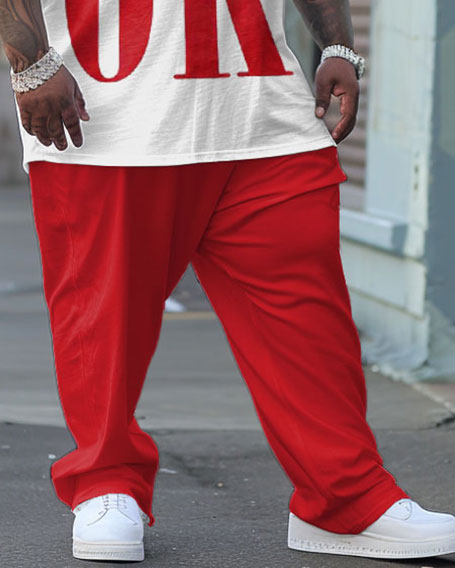 Big & Tall Graphic Streetwear T-Shirt Pants Set for big men view 3