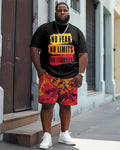 Big & Tall Graphic Graffiti Streetwear Two-piece Set for big men view 1