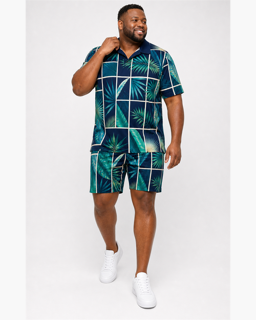 Big & Tall Graphic Polo Shorts Set for big men view 1