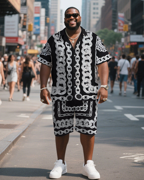Big & Tall Graphic T-Shirt Shorts Set for big men view 1