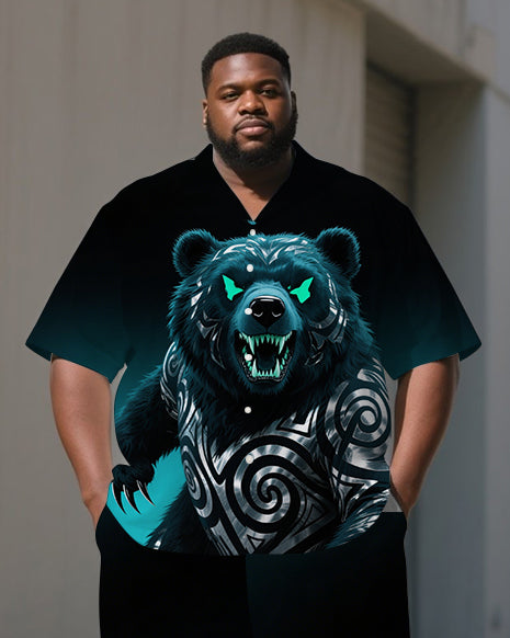 Big & Tall Gradient Graffiti T-Shirt Pants Set for big men view 2