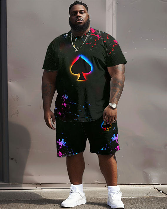 Big & Tall Graphic Streetwear T-Shirt Shorts Set for big men view 1