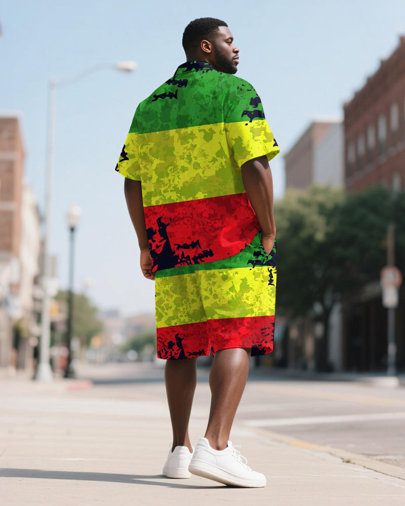 Big & Tall Juneteenth Colorblock T-Shirt Shorts Set for big men view 4