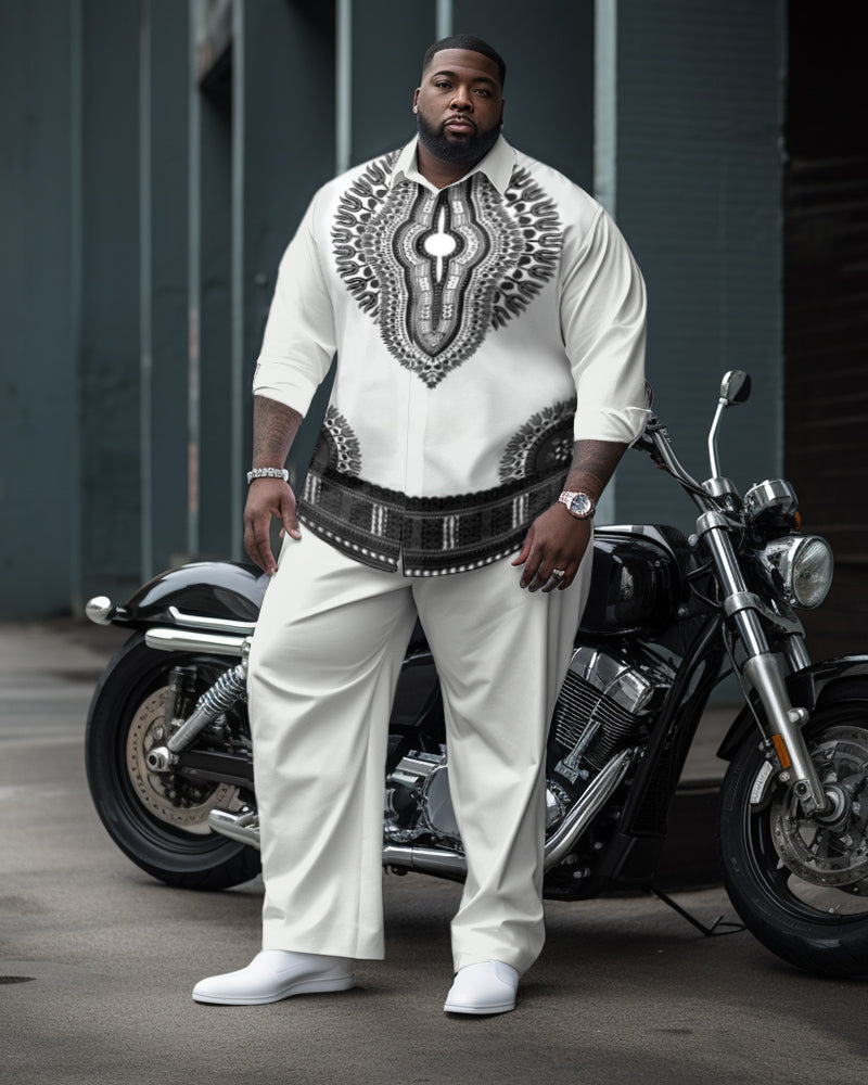 Big & Tall Black White Two-piece Set for big men view 1