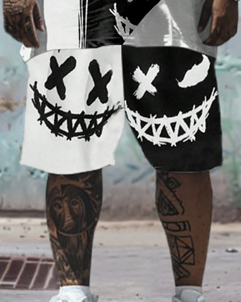 Big & Tall Smiley T-Shirt Shorts Set for big men view 3