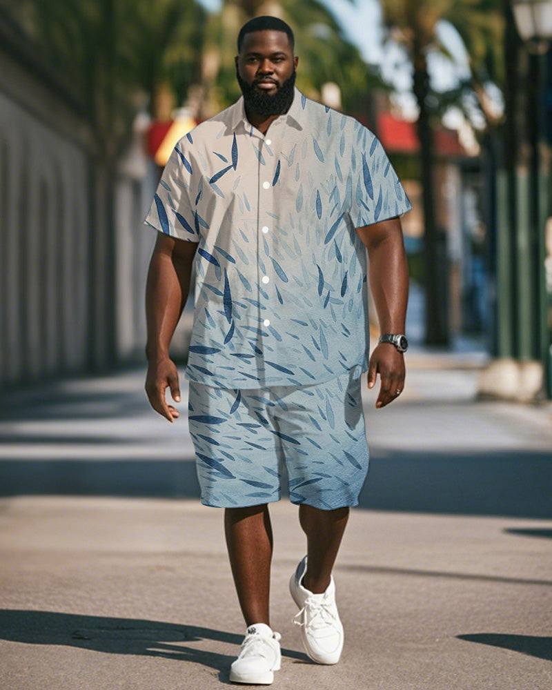 Big & Tall Hawaiian Gradient T-Shirt Shorts Set for big men view 1