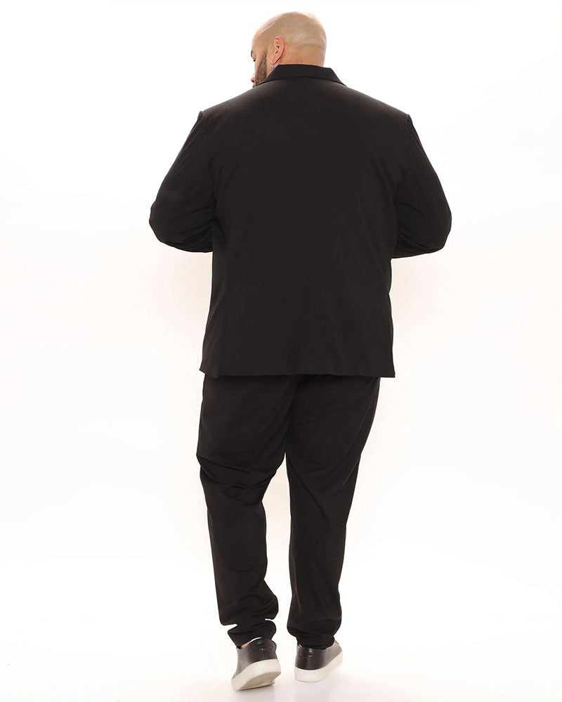 Big & Tall Solid Color Business Casual Two-piece Set for big men view 4