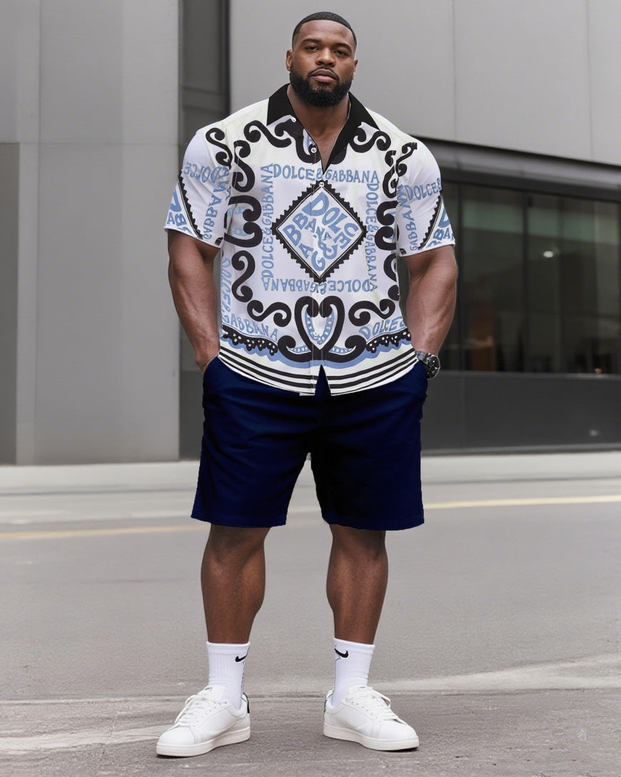 Big & Tall Streetwear T-Shirt Shorts Set for big men view 1
