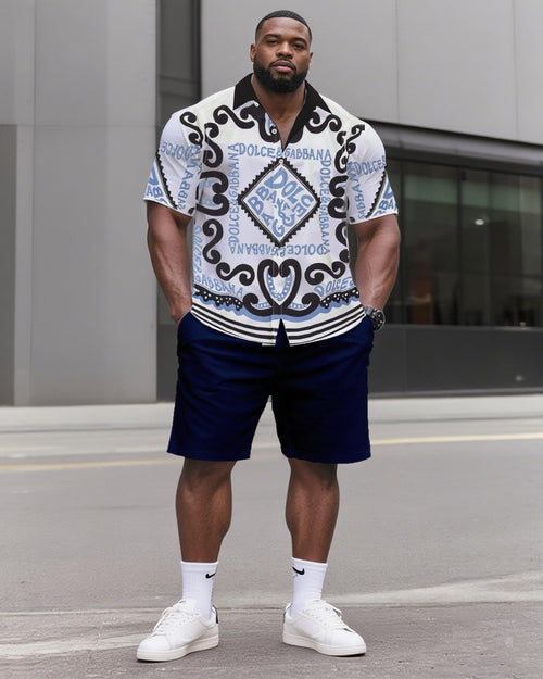 Big & Tall Streetwear T-Shirt Shorts Set for big men view 1