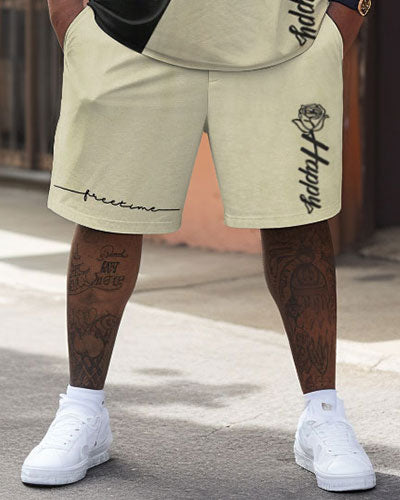 Big & Tall Colorblock Graphic T-Shirt Shorts Set for big men view 4