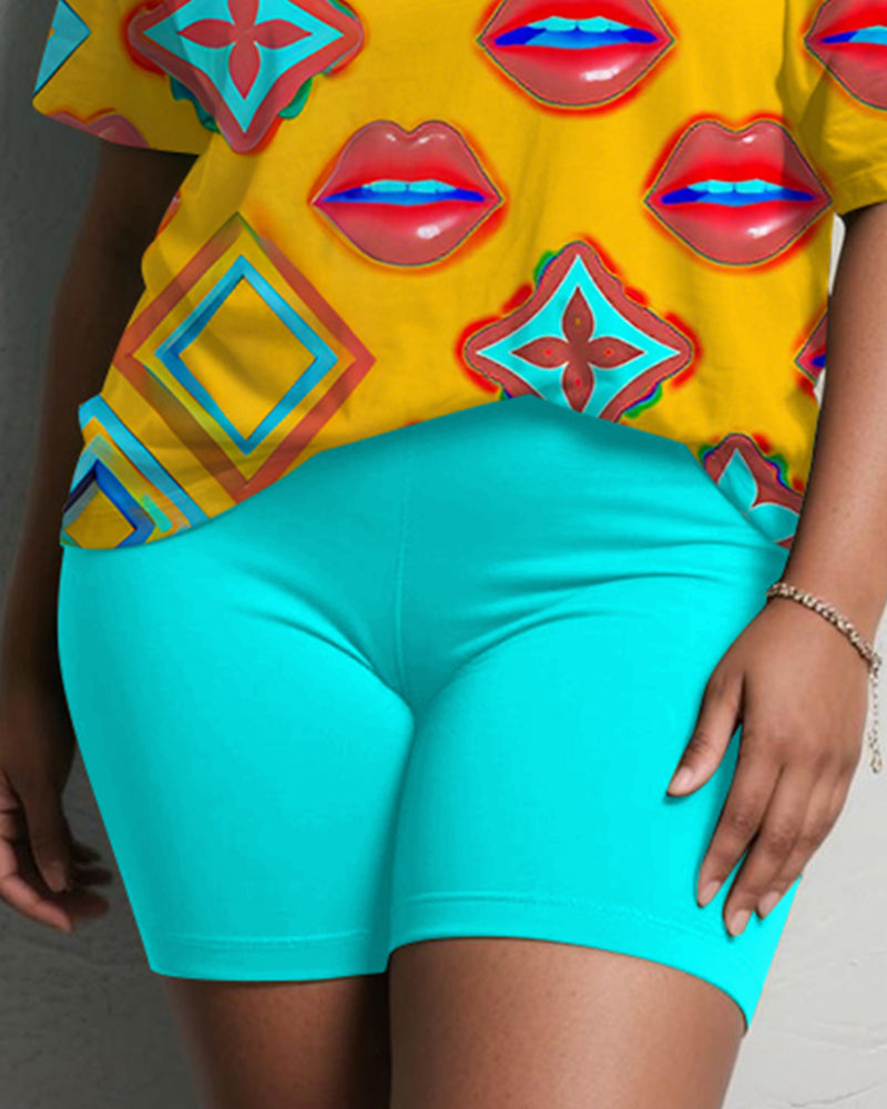 Big & Tall Geometric Graphic Graffiti Two-piece Set for big men view 4