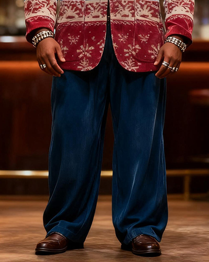 Big & Tall Blue Red Graphic Two-piece Set for big men view 3