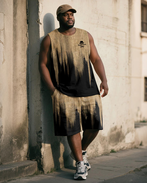 Big & Tall Khaki Gradient Graphic Two-piece Set for big men view 1