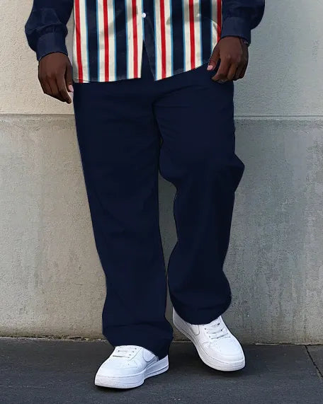 Big & Tall Striped Graphic T-Shirt Pants Set for big men view 3