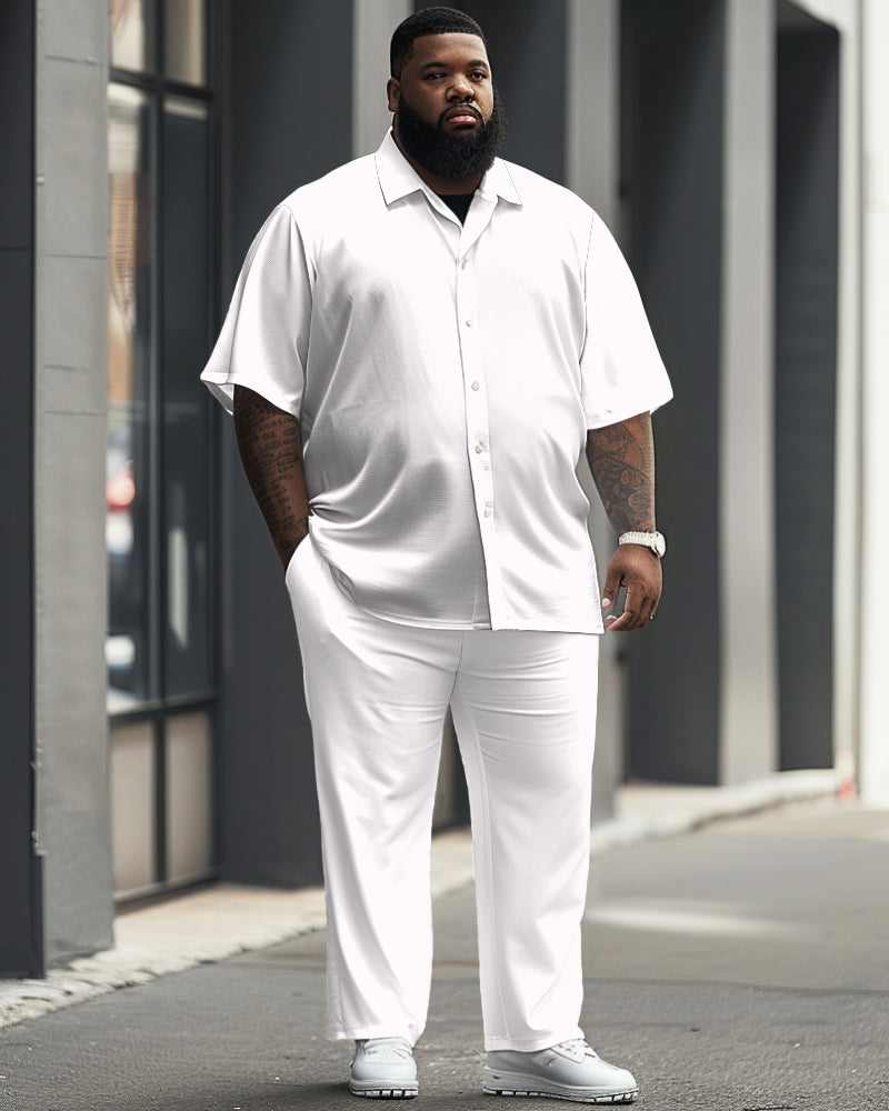 Big & Tall Solid Color T-Shirt Pants Set for big men view 2