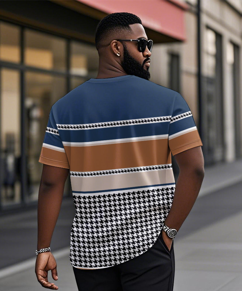 Big & Tall Blue Colorblock Graphic T-Shirt for big men view 2