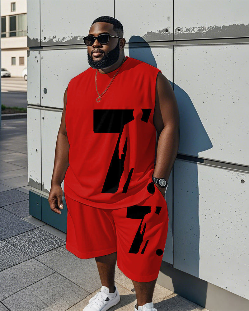 Big & Tall Red Graphic Tank Top for big men view 1
