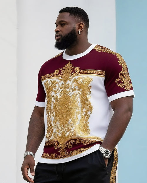 Big & Tall Vintage T-Shirt Shorts Set for big men view 2