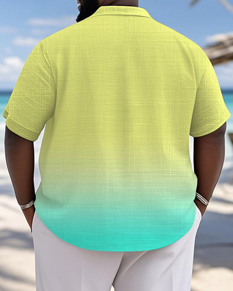 Big & Tall Hawaiian Gradient Short Sleeve Shirt for big men view 2