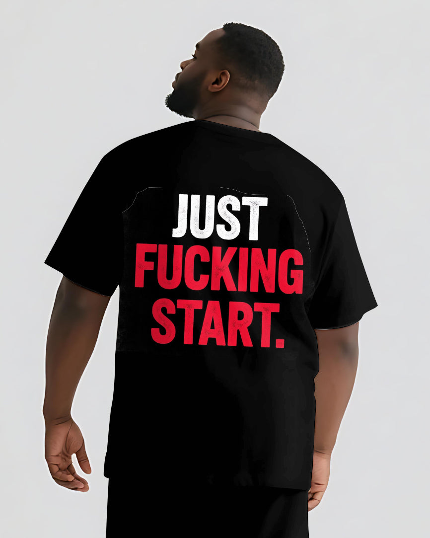 Big & Tall Graphic Streetwear Two-piece Set for big men view 3