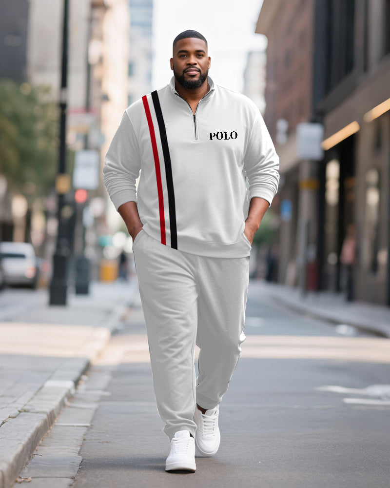 Big & Tall Black Red Striped Two-piece Set for big men view 1