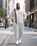 Big & Tall Black Red Striped Two-piece Set for big men view 1