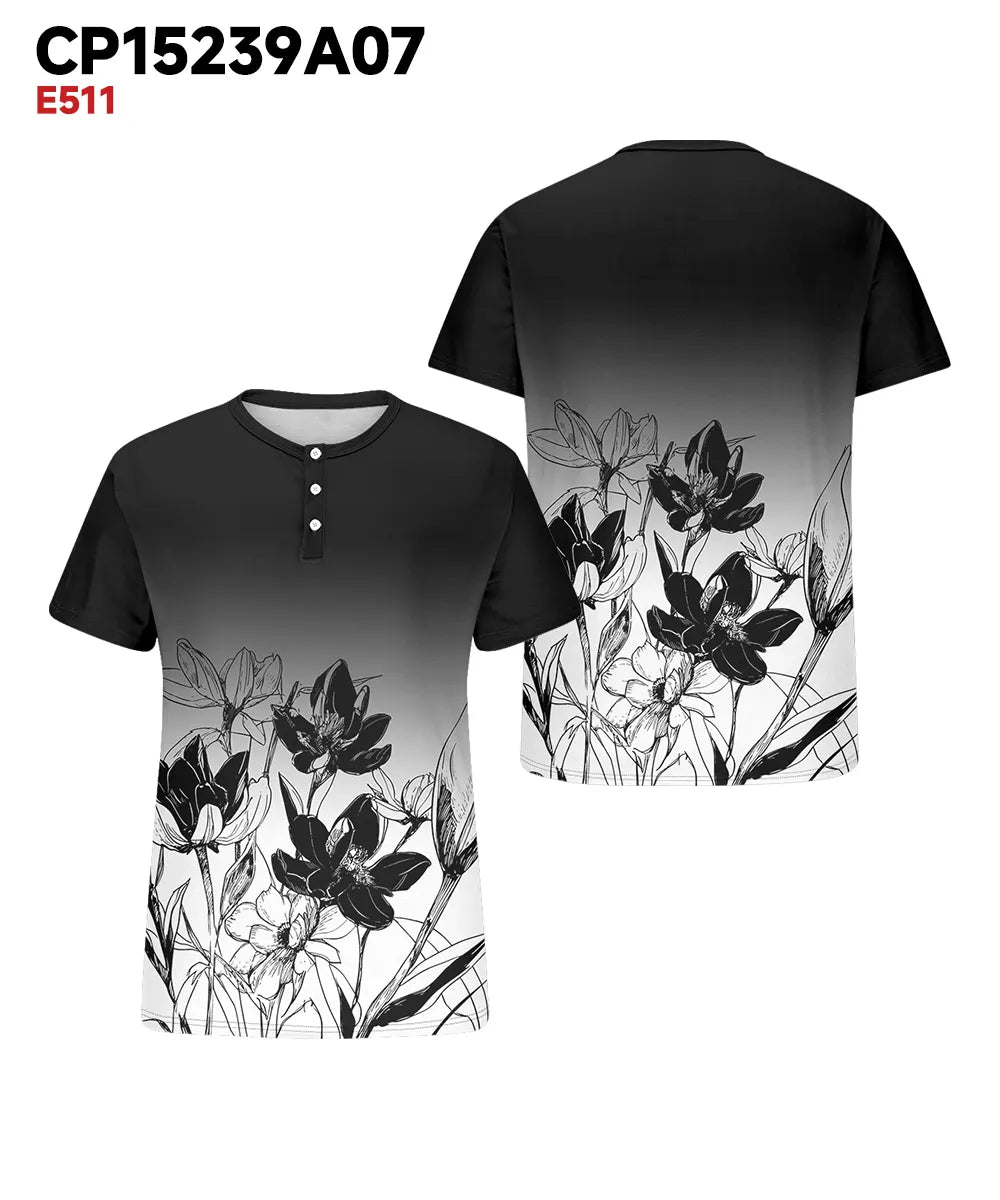 Big & Tall Black White Gradient T-Shirt for big men view 3