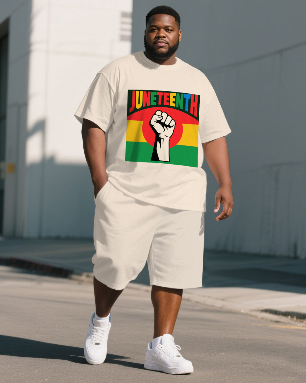 Big & Tall Juneteenth T-Shirt Shorts Set for big men view 1