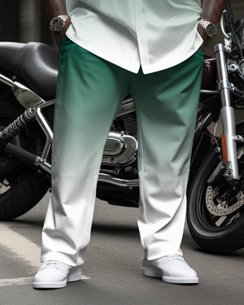 Big & Tall Green Gradient Shirt Pants Set for big men view 3