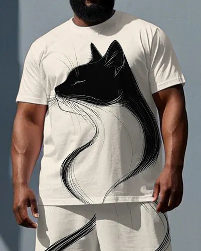 Big & Tall Graphic T-Shirt Shorts Set for big men view 2