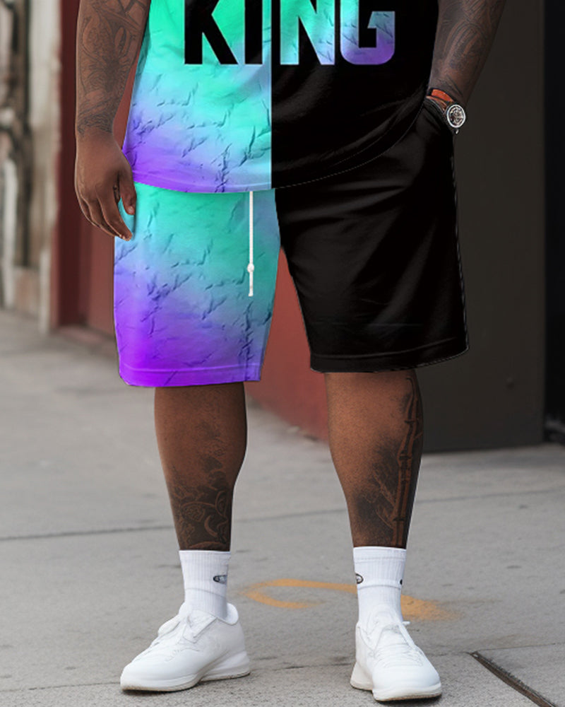 Big & Tall Gradient Graphic T-Shirt Shorts Set for big men view 3